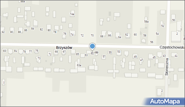 Brzyszów, Częstochowska, 61, mapa Brzyszów