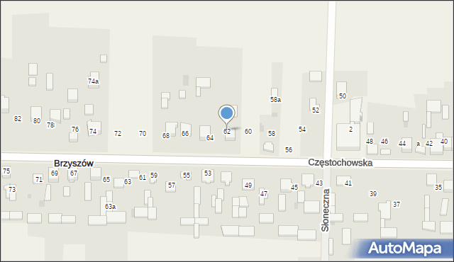 Brzyszów, Częstochowska, 62, mapa Brzyszów