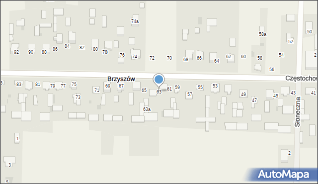 Brzyszów, Częstochowska, 63, mapa Brzyszów