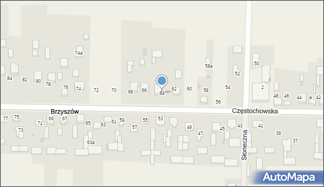 Brzyszów, Częstochowska, 64, mapa Brzyszów