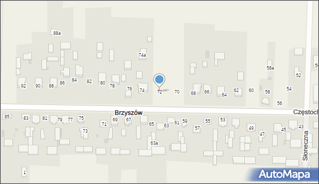 Brzyszów, Częstochowska, 72, mapa Brzyszów