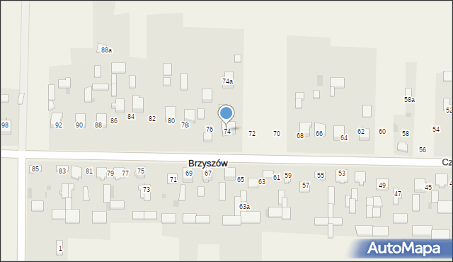 Brzyszów, Częstochowska, 74, mapa Brzyszów