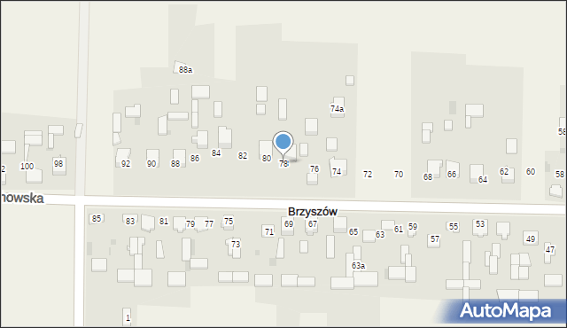 Brzyszów, Częstochowska, 78, mapa Brzyszów
