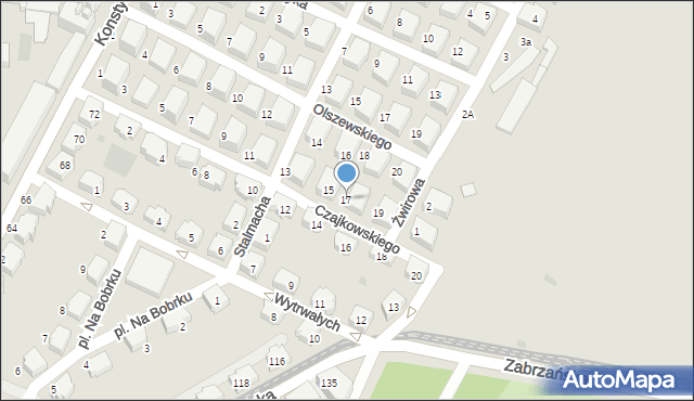 Bytom, Czajkowskiego Piotra, 17, mapa Bytomia