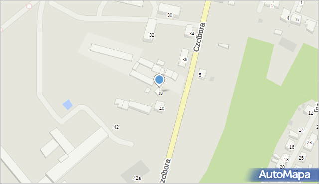 Cedynia, Czcibora, 38a, mapa Cedynia