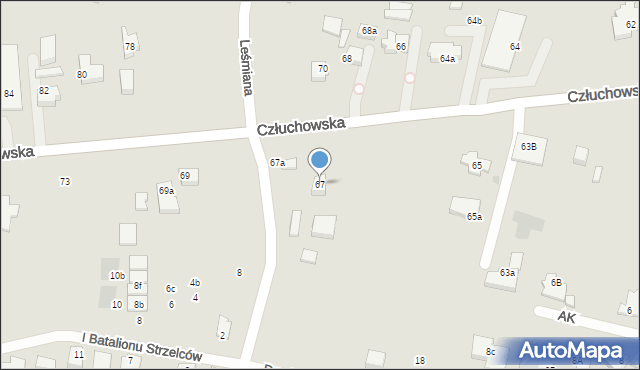 Chojnice, Człuchowska, 67, mapa Chojnic