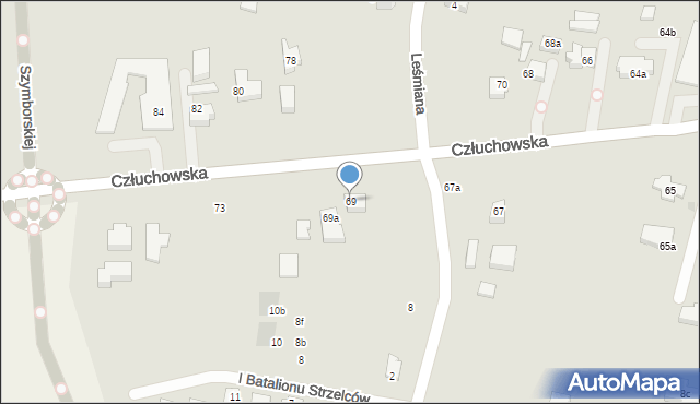 Chojnice, Człuchowska, 69, mapa Chojnic
