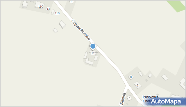 Choroń, Częstochowska, 11, mapa Choroń