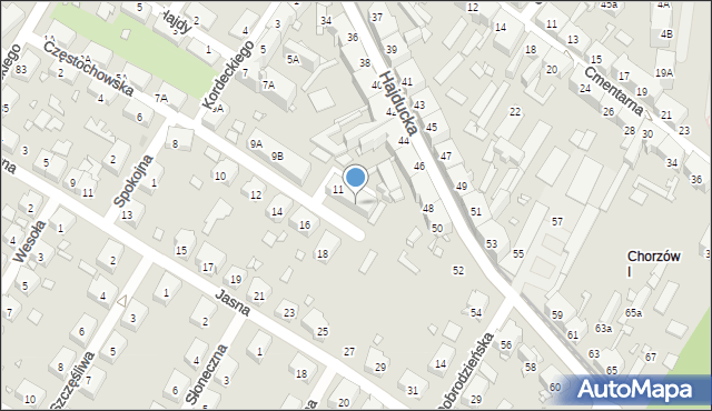 Chorzów, Częstochowska, 11A, mapa Chorzów