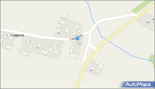 Czajęcice, Czajęcice, 1, mapa Czajęcice