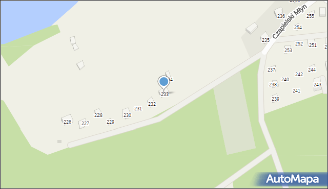 Czapielski Młyn, Czapielski Młyn, 233, mapa Czapielski Młyn
