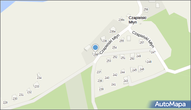 Czapielski Młyn, Czapielski Młyn, 235, mapa Czapielski Młyn