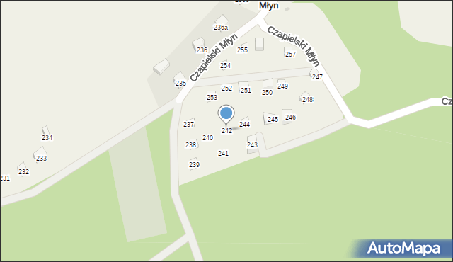 Czapielski Młyn, Czapielski Młyn, 242, mapa Czapielski Młyn