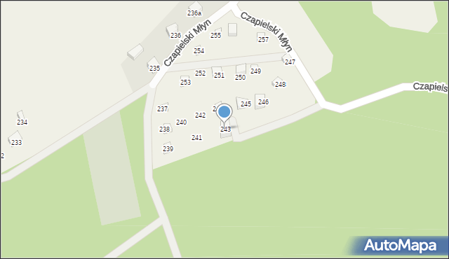 Czapielski Młyn, Czapielski Młyn, 243, mapa Czapielski Młyn