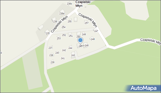 Czapielski Młyn, Czapielski Młyn, 245, mapa Czapielski Młyn