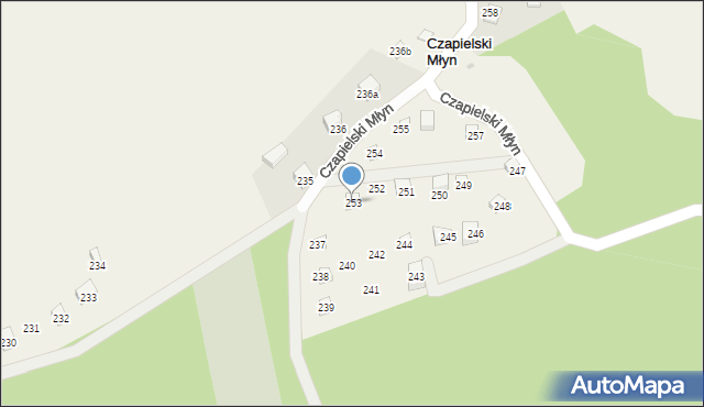 Czapielski Młyn, Czapielski Młyn, 253, mapa Czapielski Młyn