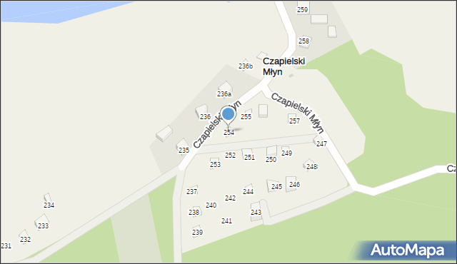 Czapielski Młyn, Czapielski Młyn, 254, mapa Czapielski Młyn