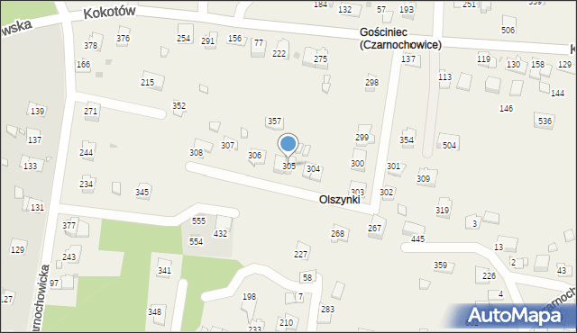 Czarnochowice, Czarnochowice, 305, mapa Czarnochowice