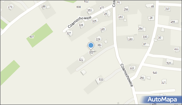 Czarnochowice, Czarnochowice, 322, mapa Czarnochowice