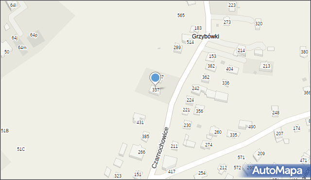 Czarnochowice, Czarnochowice, 337, mapa Czarnochowice