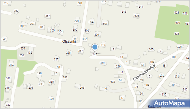 Czarnochowice, Czarnochowice, 445, mapa Czarnochowice