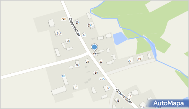 Czarnostów, Czarnostów, 22, mapa Czarnostów