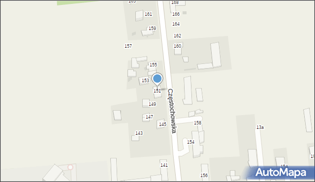 Czarny Las, Częstochowska, 151, mapa Czarny Las