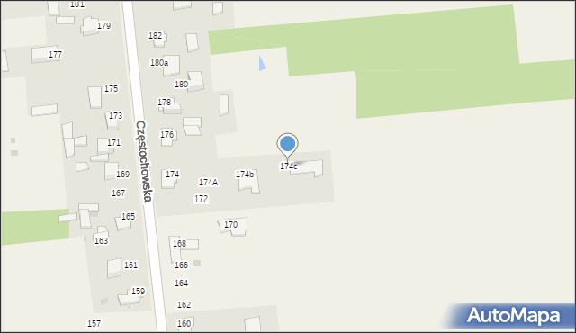 Czarny Las, Częstochowska, 174c, mapa Czarny Las