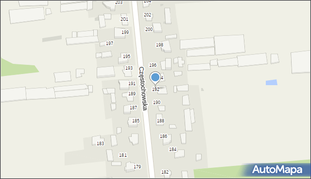 Czarny Las, Częstochowska, 192, mapa Czarny Las