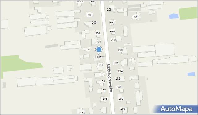 Czarny Las, Częstochowska, 195, mapa Czarny Las