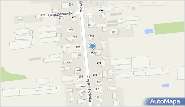 Czarny Las, Częstochowska, 200, mapa Czarny Las