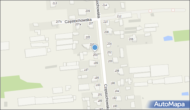 Czarny Las, Częstochowska, 201, mapa Czarny Las