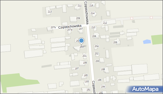 Czarny Las, Częstochowska, 203, mapa Czarny Las