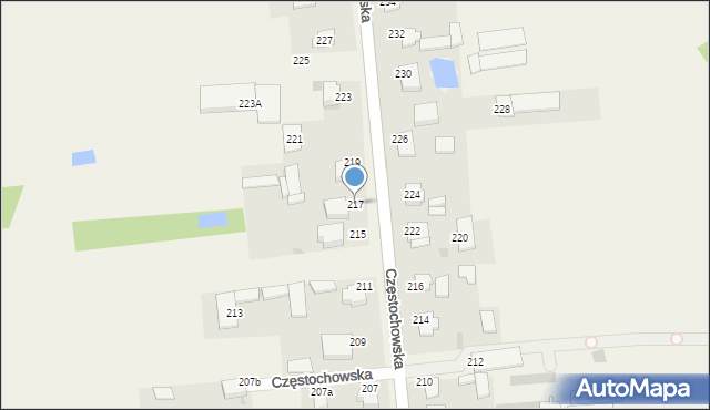 Czarny Las, Częstochowska, 217, mapa Czarny Las