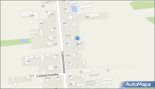 Czarny Las, Częstochowska, 220, mapa Czarny Las
