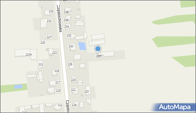 Czarny Las, Częstochowska, 228, mapa Czarny Las