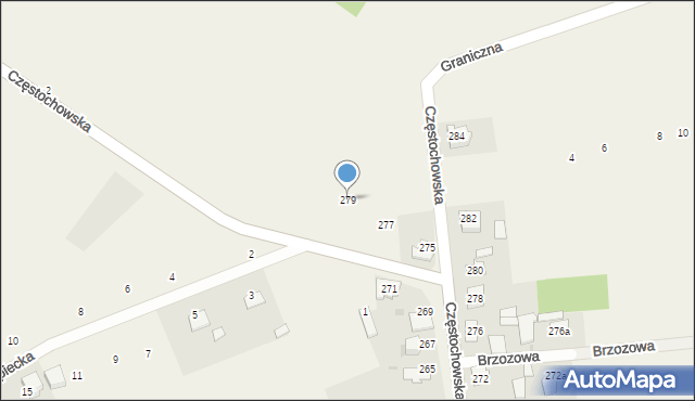 Czarny Las, Częstochowska, 279, mapa Czarny Las