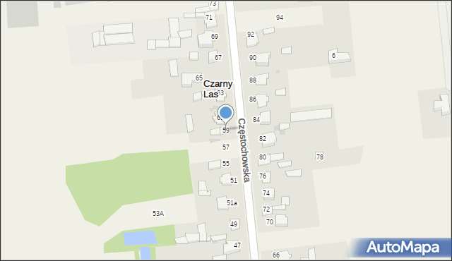 Czarny Las, Częstochowska, 59, mapa Czarny Las