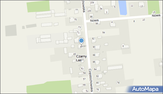 Czarny Las, Częstochowska, 67, mapa Czarny Las
