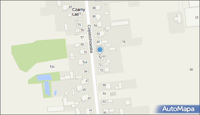 Czarny Las, Częstochowska, 74, mapa Czarny Las