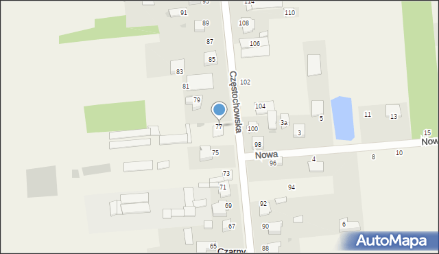 Czarny Las, Częstochowska, 77, mapa Czarny Las