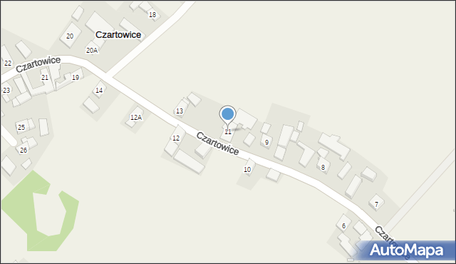 Czartowice, Czartowice, 11, mapa Czartowice