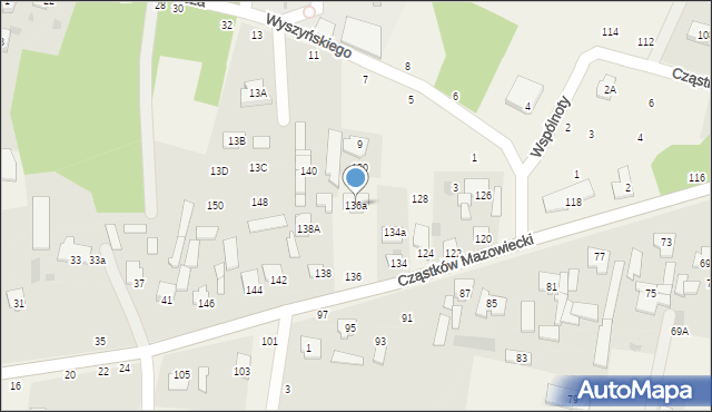 Cząstków Mazowiecki, Cząstków Mazowiecki, 136a, mapa Cząstków Mazowiecki