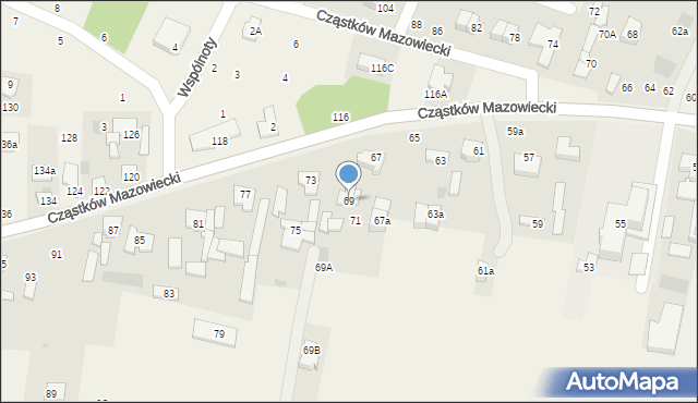 Cząstków Mazowiecki, Cząstków Mazowiecki, 69, mapa Cząstków Mazowiecki