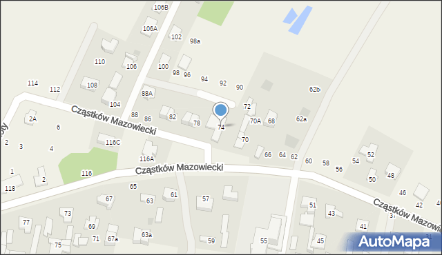 Cząstków Mazowiecki, Cząstków Mazowiecki, 74, mapa Cząstków Mazowiecki