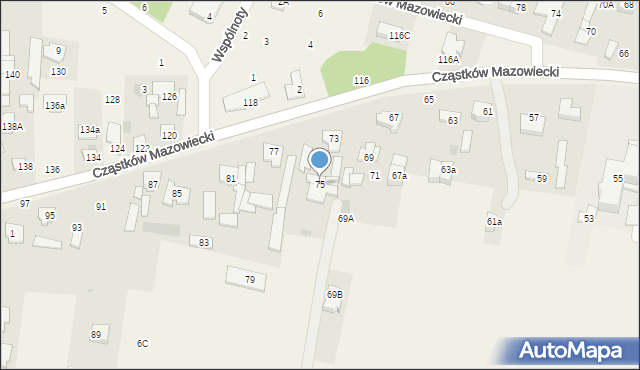 Cząstków Mazowiecki, Cząstków Mazowiecki, 75, mapa Cząstków Mazowiecki