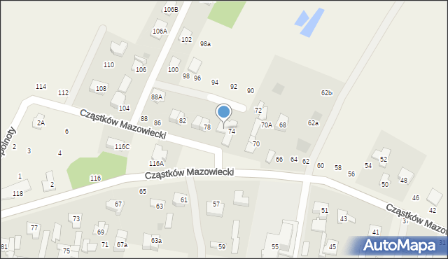 Cząstków Mazowiecki, Cząstków Mazowiecki, 76, mapa Cząstków Mazowiecki
