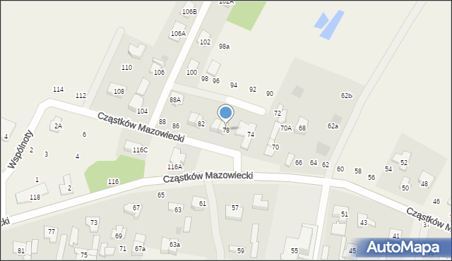 Cząstków Mazowiecki, Cząstków Mazowiecki, 78, mapa Cząstków Mazowiecki