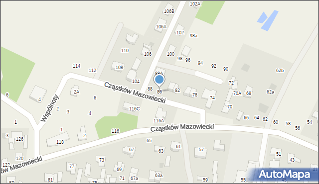 Cząstków Mazowiecki, Cząstków Mazowiecki, 86, mapa Cząstków Mazowiecki