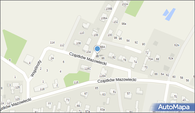 Cząstków Mazowiecki, Cząstków Mazowiecki, 88, mapa Cząstków Mazowiecki